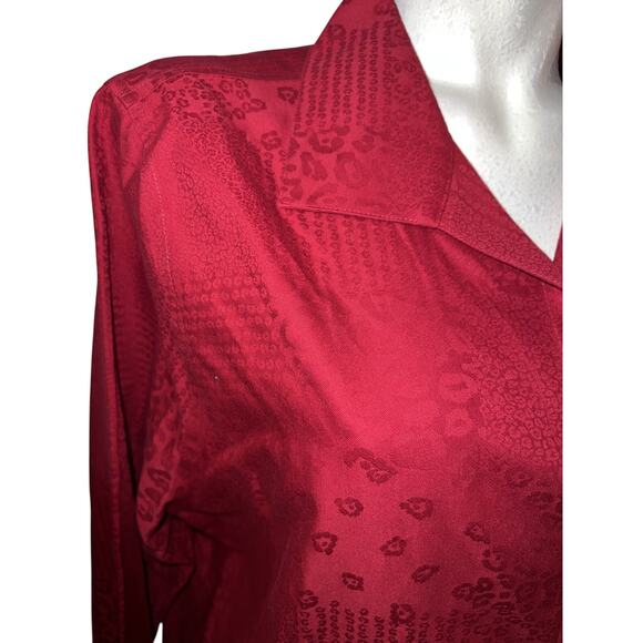 CHICO'S Top Sz XL (3) 16/18 Rust Red Button Animal Print LS No-Iron Blouse Shirt - Picture 4 of 7